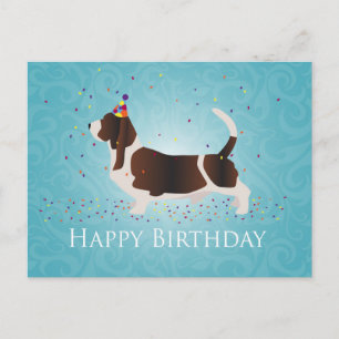 Basset Hound Happy Birthday Design Postkarte