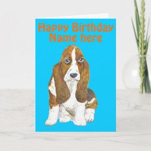 Basset Hound Happy Birthday, Name vorne hinzufügen Karte