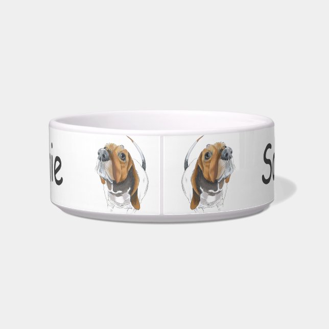 Basset Hound Happy Lächeln Hund Personalisiert Napf (Rückseite)