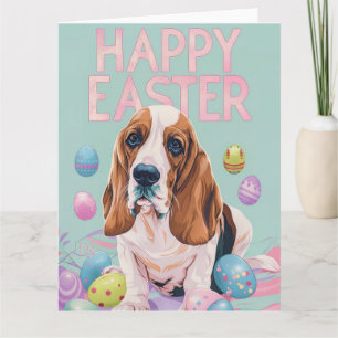 Basset Hound Happy Oaster Karte