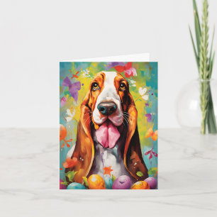 Basset Hound Happy Oaster Karte