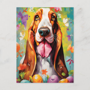 Basset Hound Happy Oaster Postkarte