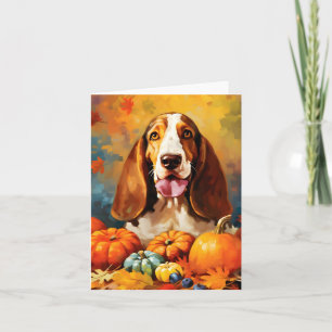 Basset Hound Herbst Erntedank Karte
