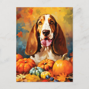 Basset Hound Herbst Erntedank Postkarte