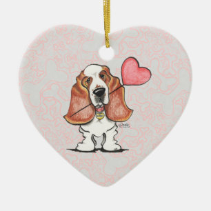 Basset Hound-Herz-Ballon Keramikornament