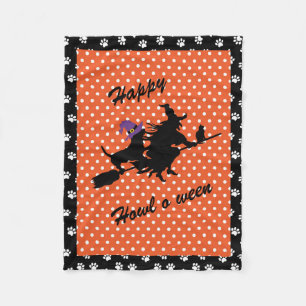 Basset Hound Hexe Halloween Fleece-Decke Fleecedecke
