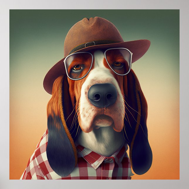 Basset Hound Hipster Doster Poster (Vorne)