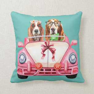 Basset Hound-Hochzeitsdesign Kissen