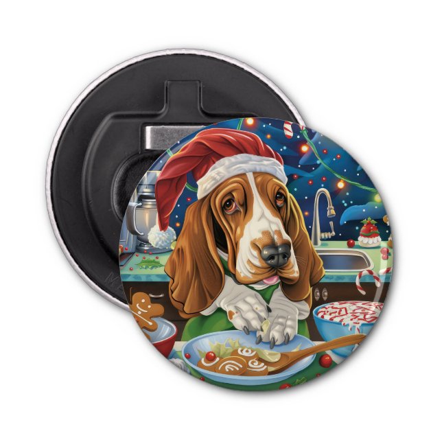 Basset Hound Holiday Baking: Festliche Weihnachten Flaschenöffner (Vorderseite)