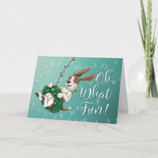 Basset Hound Holiday Card - Oh What Fun! Dankeskarte