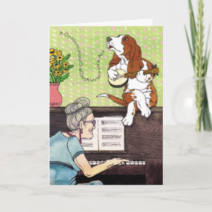 Basset Hound - Howling Birthday Karte