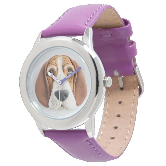 Basset Hound Hund 3D Inspiriert Armbanduhr (Schrägansicht)