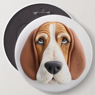 Basset Hound Hund 3D Inspiriert Button