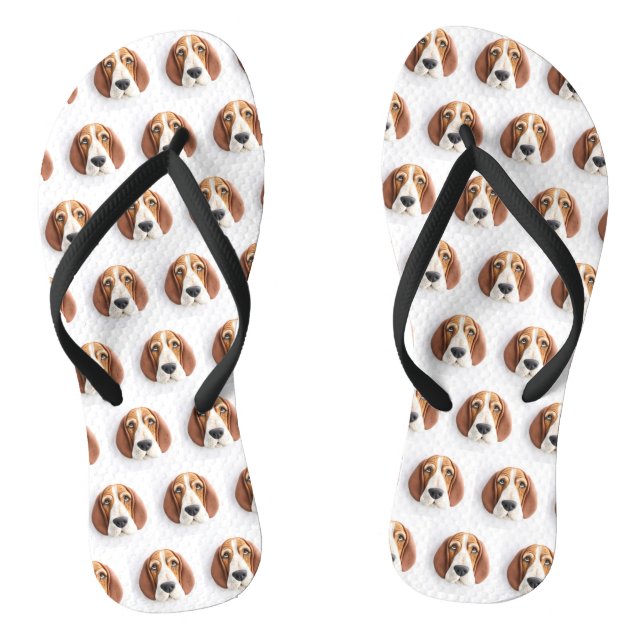 Basset Hound Hund 3D Inspiriert Flip Flops (Fußbett)