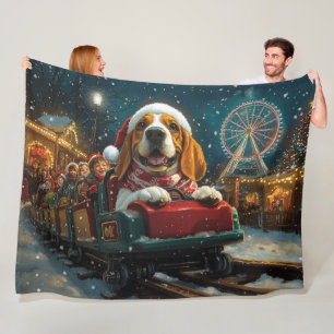 Basset Hound Hund Achterbahn Weihnachten Fleecedecke