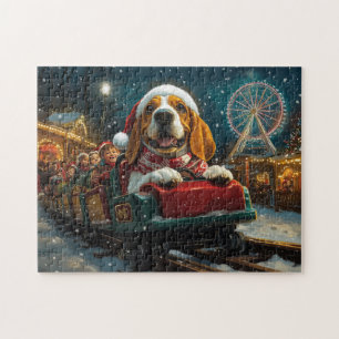 Basset Hound Hund Achterbahn Weihnachten Puzzle
