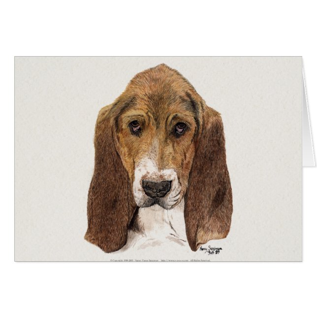 Basset Hound-Hund, Aquarell (Vorderseite (Horizontal))