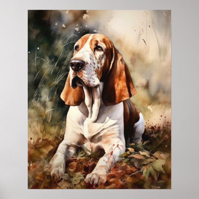 Basset Hound Hund Art Print Poster (Vorne)