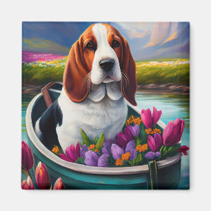 Basset Hound Hund auf einem Paddel: Ein landschaft Magnet