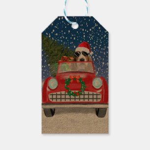Basset Hound Hund Auto fahren im Schnee Weihnachte Geschenkanhänger