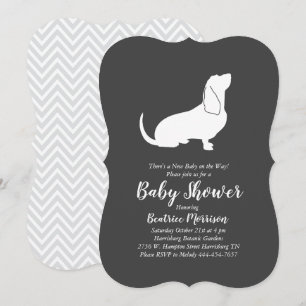 Basset Hound Hund Baby Duschgeschlecht neutral Einladung