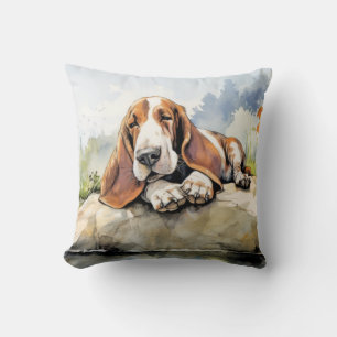 Basset Hound Hund entspannen in Garden Animal Fun  Kissen