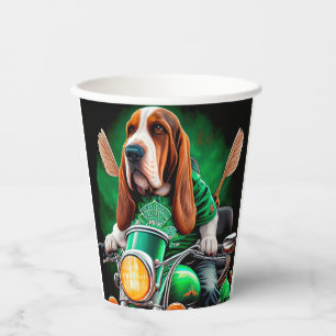 Basset Hound Hund Fahrrad St. Patrick's Day Pappbecher