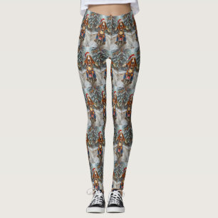 Basset Hound Hund fährt Motorrad Weihnachten  Leggings