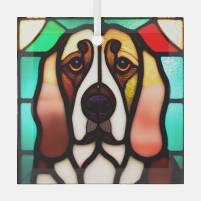 Basset Hound Hund "Festes Glas" Ornament Aus Glas (Vorderseite)