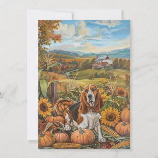 Basset Hound Hund Herbsternte Erntedank Feiertagskarte