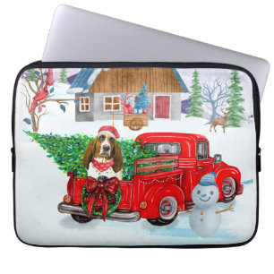 Basset Hound Hund in Weihnachten LKW Schnee Laptopschutzhülle