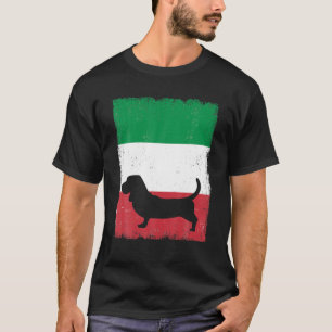 Basset Hound Hund Italien Flagge Italienisch Vinta T-Shirt