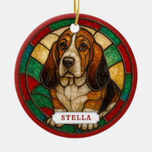 Basset Hound Hund Keramik-Kreis-Ornament Keramik Ornament