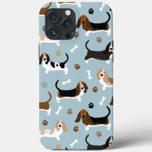 Basset Hound Hund Knochen und Pfoten iPhone 13 Pro Max Hülle