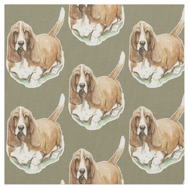 Basset Hound Hund Kunstwerk Stoff (Nahaufnahme)