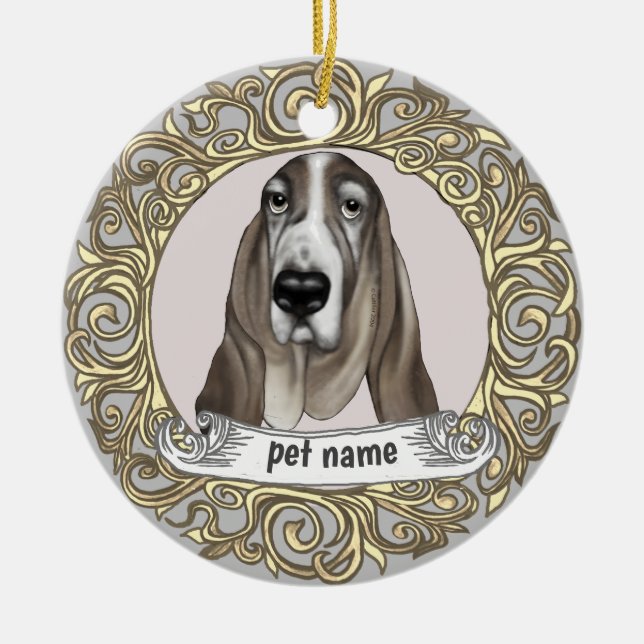 Basset Hound Hund lieben Gedächtnisverzierung Keramik Ornament (Vorne)