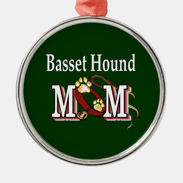 Basset Hound Hund MAMA Silbernes Ornament (Vorne)