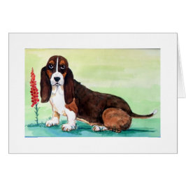 Basset Hound Hund mit Foxglove-Blume