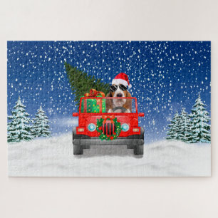 Basset Hound Hund mit Weihnachtsgeschenken Puzzle