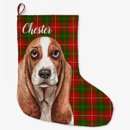 Basset Hound Hund Personalisiert Großer Weihnachtsstrumpf