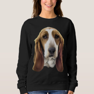 Basset Hound Hund Porträt Druck Sweatshirt
