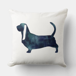 Basset Hound Hund Schwarze Wasserfarbe Silhouette Kissen
