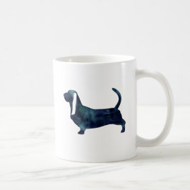 Basset Hound Hund Schwarze Wasserfarbe Silhouette Tasse