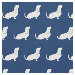Basset Hound Hund Silhouette Pet Navy Blue Stoff