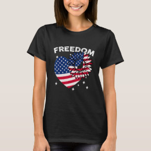 Basset Hound Hund Sonnenblumen Herz American Flag T-Shirt