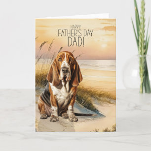 Basset Hound Hund Sunset Beach Vatertag Feiertagskarte