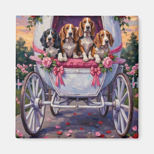 Basset Hound Hund Valentinstag  Magnet (Vorne)