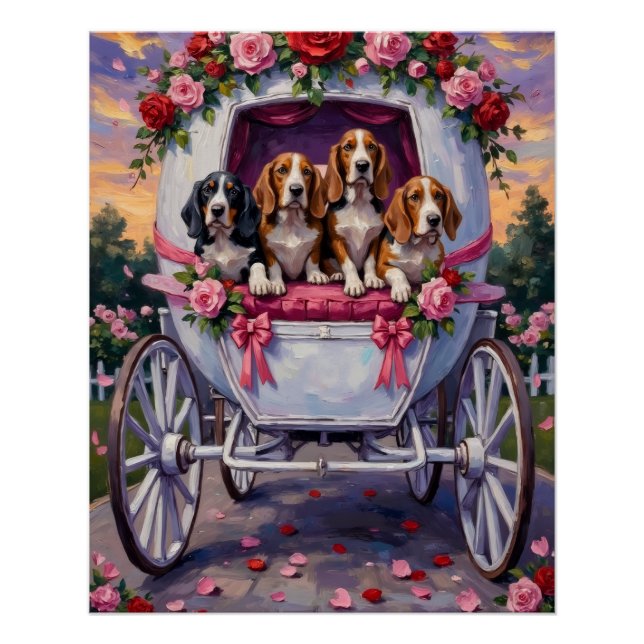 Basset Hound Hund Valentinstag  Poster (Vorderseite)