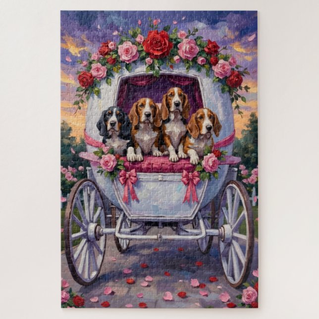 Basset Hound Hund Valentinstag  Puzzle (Vertikal)