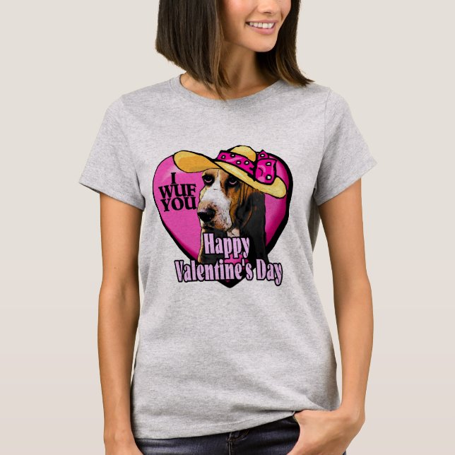 Basset Hound Hund Valentinstag T - Shirt (Vorderseite)